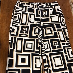 Chico's 1 regular Black and Tan Geometric pants size 8 per conversion chart